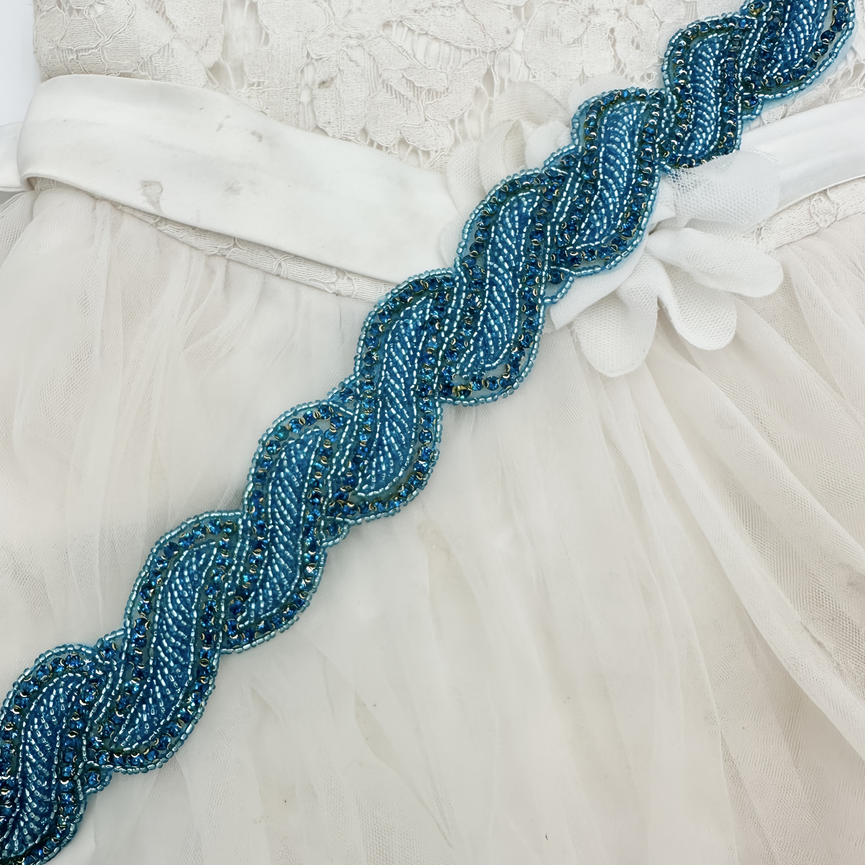 S-Shaped Hole Blue Glass Seed Beads Patch